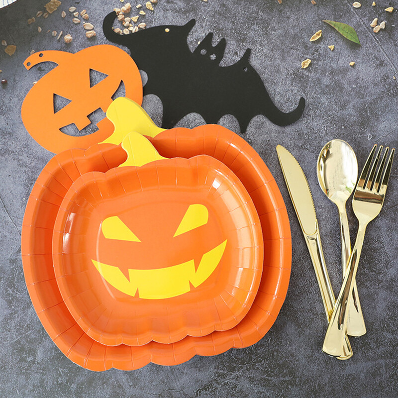 20 bucăți farfurie de Halloween, convenabil, cină cu fructe, decor de toamnă, adunare de toamnă, tort, mâncare de uz casnic, hârtie, om