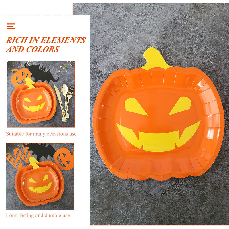20 bucăți farfurie de Halloween, convenabil, cină cu fructe, decor de toamnă, adunare de toamnă, tort, mâncare de uz casnic, hârtie, om