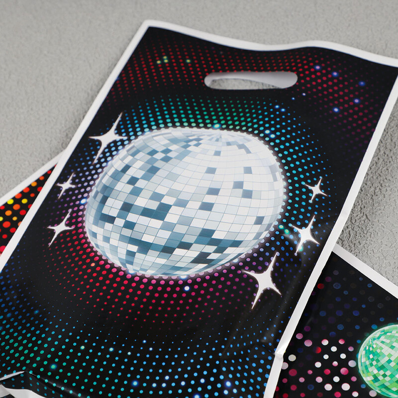 20 buc. Saci de ambalare pentru cadouri cu muzică în oglindă, cu bile de discoteca, pungi de bomboane pentru prăjiturele pentru anii 70, pentru decorarea pungilor pentru petrecerea de aniversare.