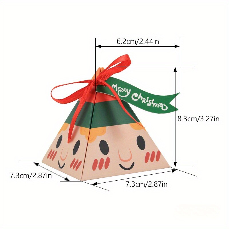 8 buc. Cutie de cadou de bomboane de Crăciun cu panglici pentru prăjituri, gustare, ciocolată, ambalaj, pungi, 2025, favoruri de petrecere de revelion de Crăciun