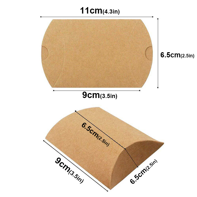 50 de bucăți cutie de pernă din hârtie kraft, cutii cadou cu bomboane, cutii de ambalare pentru cadouri de Crăciun, pungi, favoruri de nuntă, decorațiuni pentru petrecerea de aniversare