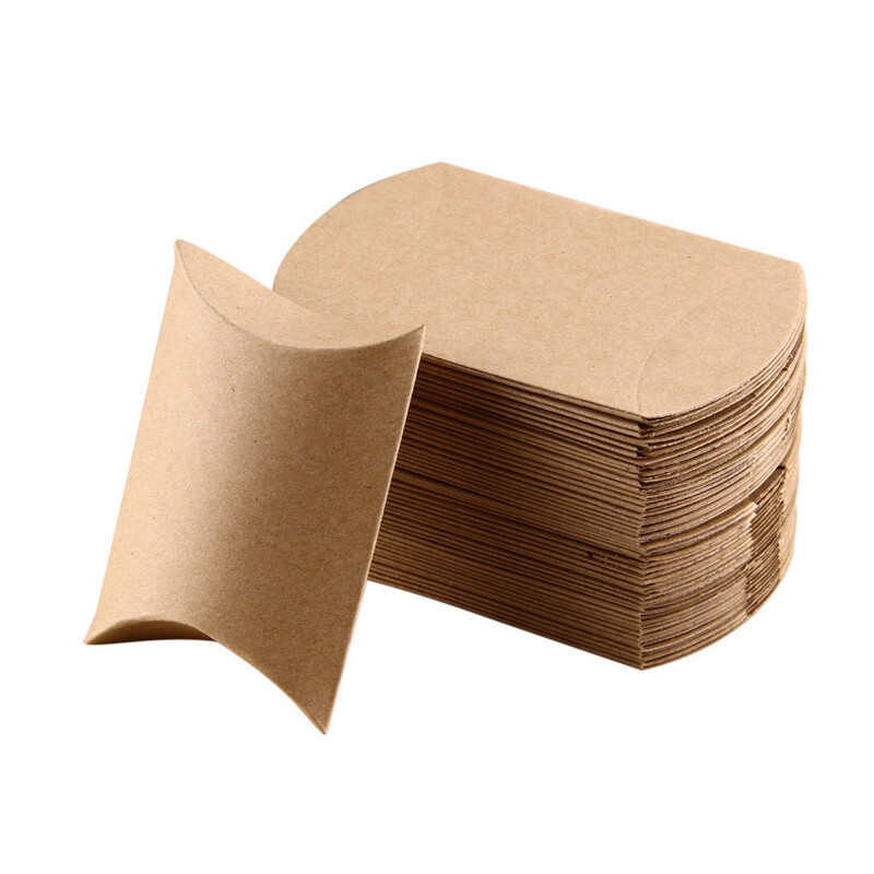 50 de bucăți cutie de pernă din hârtie kraft, cutii cadou cu bomboane, cutii de ambalare pentru cadouri de Crăciun, pungi, favoruri de nuntă, decorațiuni pentru petrecerea de aniversare