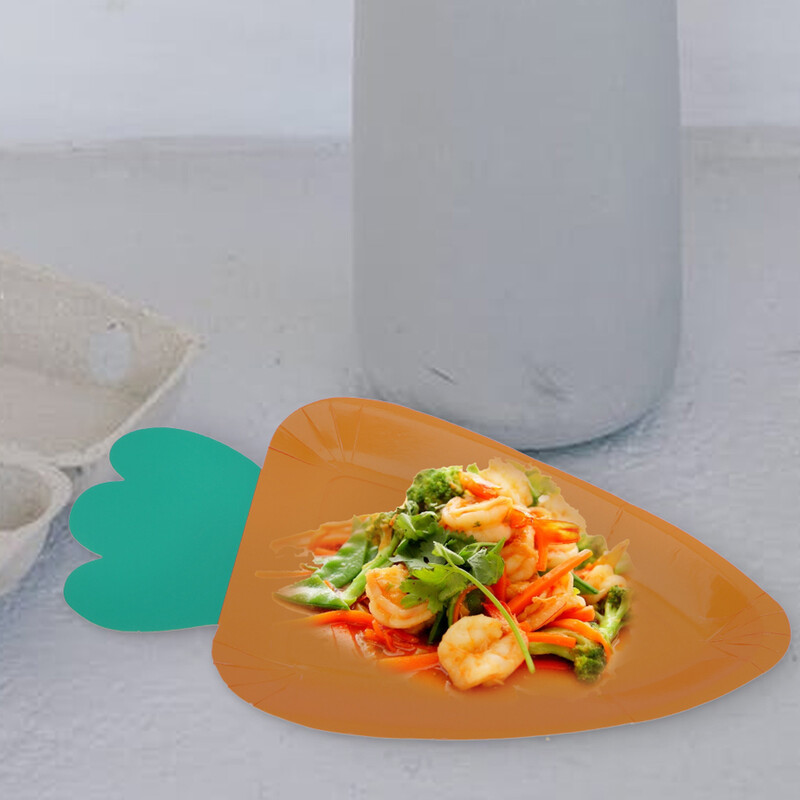 12 bucăți tava pentru tort cu morcovi farfurie de hârtie vesela farfurii de unică folosință consumabile pentru cină pentru petreceri de Paște