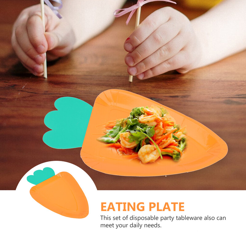 12 bucăți tava pentru tort cu morcovi farfurie de hârtie vesela farfurii de unică folosință consumabile pentru cină pentru petreceri de Paște