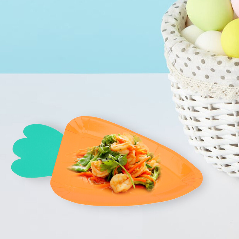 12 bucăți tava pentru tort cu morcovi farfurie de hârtie vesela farfurii de unică folosință consumabile pentru cină pentru petreceri de Paște