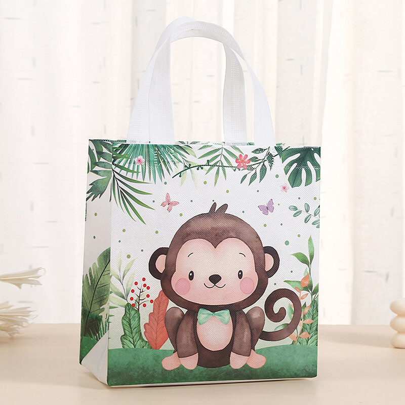 6 bucăți saci de favoruri de petrecere Safari, nețesute, pentru animale din junglă.