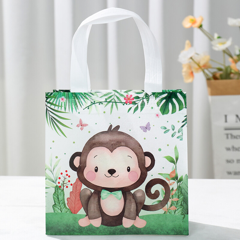 6 bucăți saci de favoruri de petrecere Safari, nețesute, pentru animale din junglă.