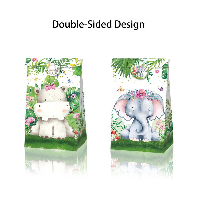 12 bucăți jungla tematică petrecere decorațiuni pentru petrecerea de naștere copii safari hârtie saci cadou saci cu bomboane cutie baby shower sac de ambalare