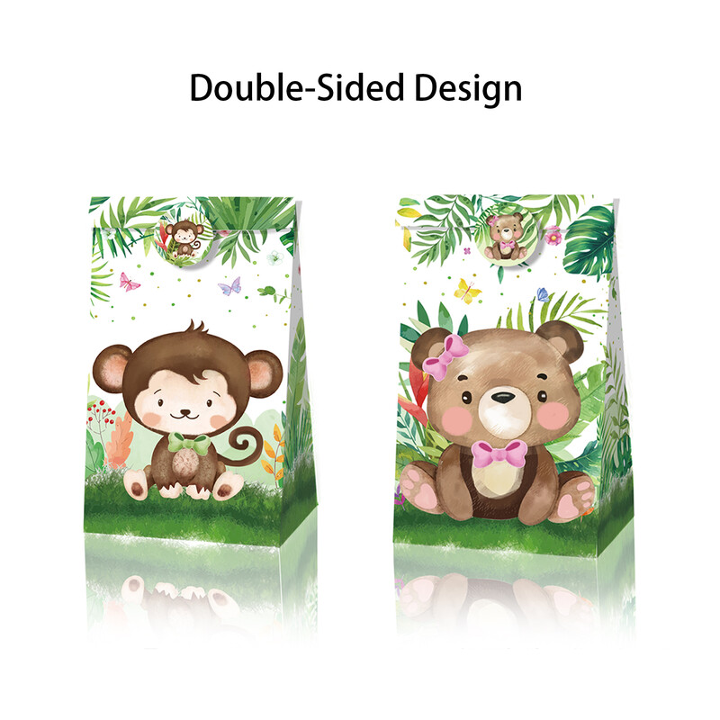 12 bucăți jungla tematică petrecere decorațiuni pentru petrecerea de naștere copii safari hârtie saci cadou saci cu bomboane cutie baby shower sac de ambalare