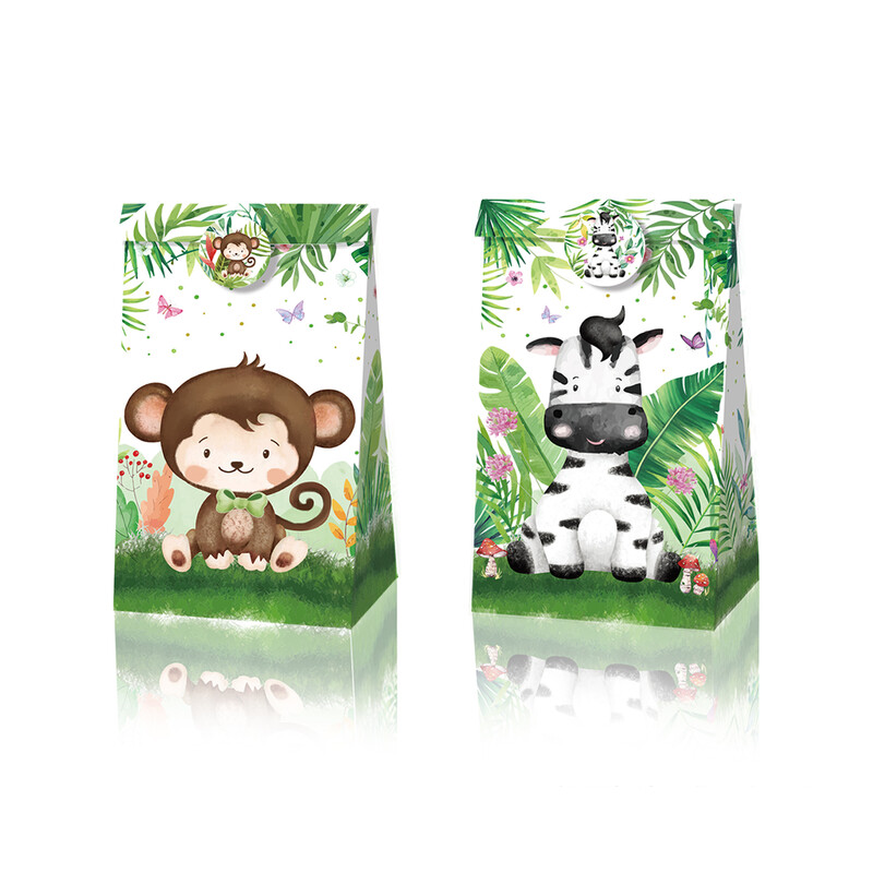 12 bucăți jungla tematică petrecere decorațiuni pentru petrecerea de naștere copii safari hârtie saci cadou saci cu bomboane cutie baby shower sac de ambalare