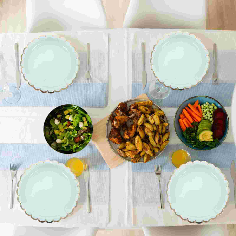 8 bucăți farfurii din hârtie veselă pentru petreceri consumabile pentru carnaval, de unică folosință, bronzare, albastru cer