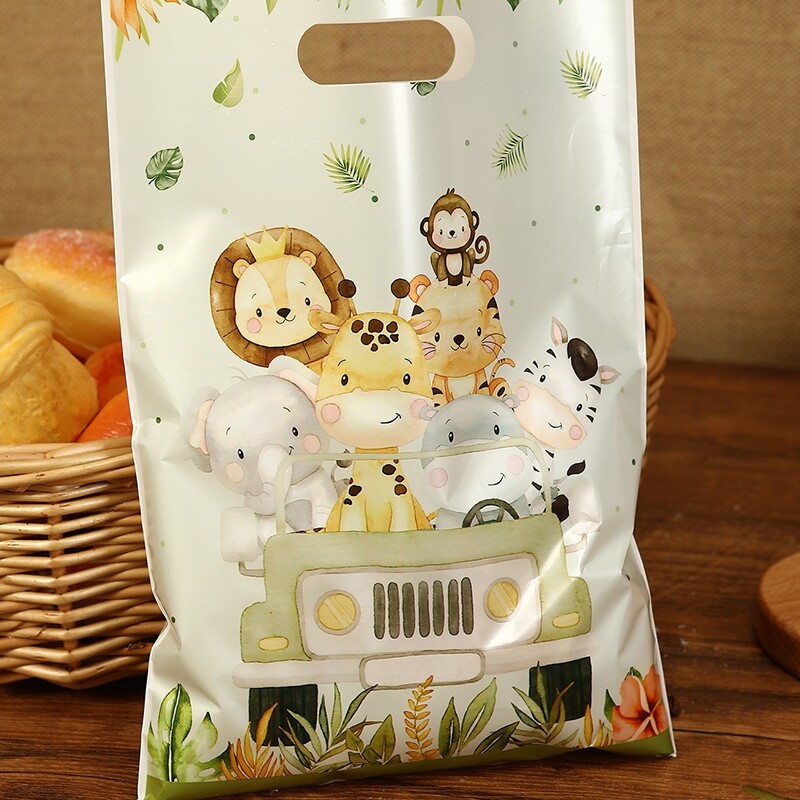 10/20/50 bucăți pungă de cadou cu animale din junglă, pungi de ambalare pentru bomboane de biscuiți, pungă de cadou Safari pentru oaspeți, copii, provizii pentru ziua de naștere pentru baby shower