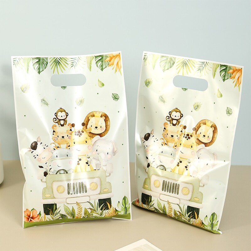 10/20/50 bucăți pungă de cadou cu animale din junglă, pungi de ambalare pentru bomboane de biscuiți, pungă de cadou Safari pentru oaspeți, copii, provizii pentru ziua de naștere pentru baby shower