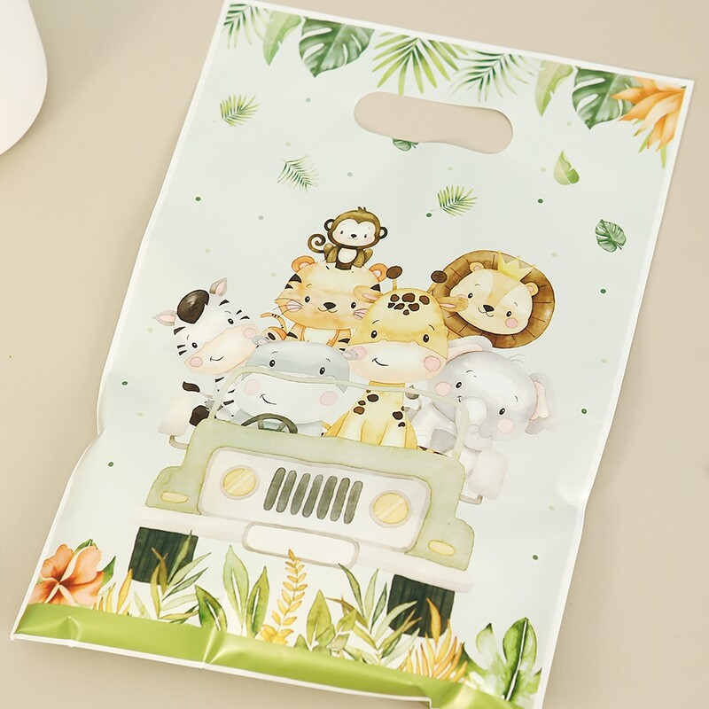 10/20/50 bucăți pungă de cadou cu animale din junglă, pungi de ambalare pentru bomboane de biscuiți, pungă de cadou Safari pentru oaspeți, copii, provizii pentru ziua de naștere pentru baby shower