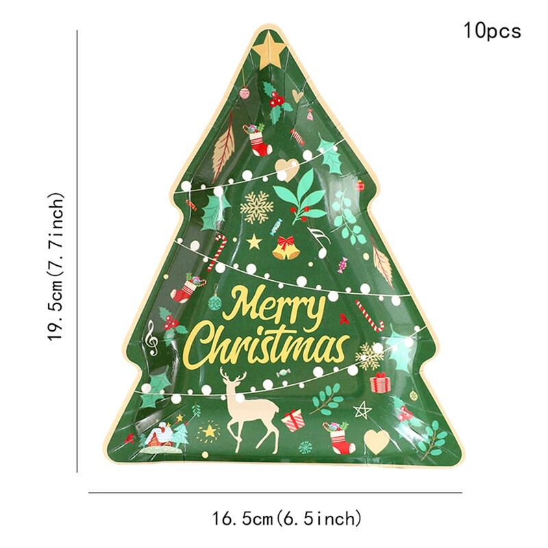 2024 Crăciun vesela de unică folosință farfurii în formă de brad de Crăciun Decor Crăciun fericit Copii La mulți ani 2025 Decor de masă 10 buc