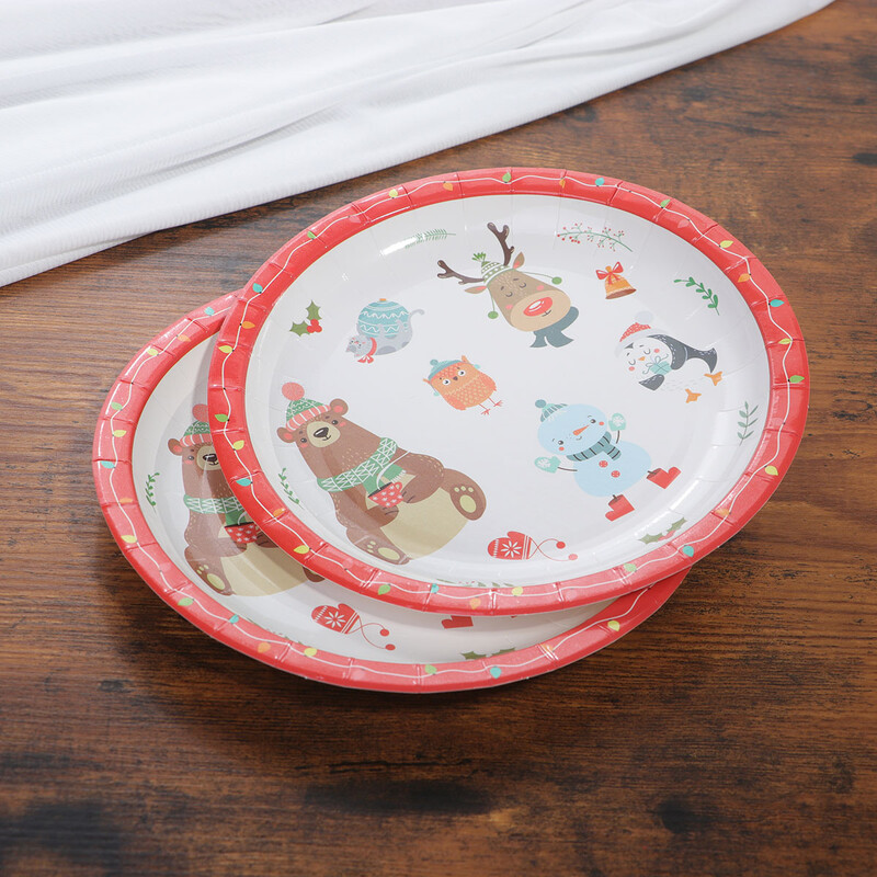 16 vnt. popieriniai indai 7 colių lėkštės vakarėlio reikmenys Stalo reikmenys Naujųjų metų išvakarių vienkartiniai stalo įrankiai