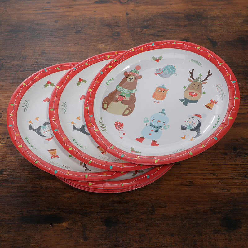 16 vnt. popieriniai indai 7 colių lėkštės vakarėlio reikmenys Stalo reikmenys Naujųjų metų išvakarių vienkartiniai stalo įrankiai