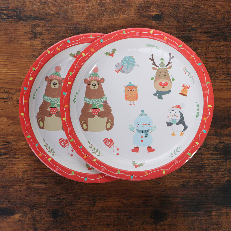 16 vnt. popieriniai indai 7 colių lėkštės vakarėlio reikmenys Stalo reikmenys Naujųjų metų išvakarių vienkartiniai stalo įrankiai