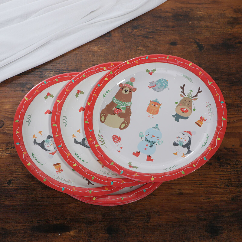 16 vnt. popieriniai indai 7 colių lėkštės vakarėlio reikmenys Stalo reikmenys Naujųjų metų išvakarių vienkartiniai stalo įrankiai