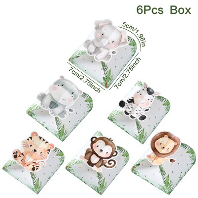 12db Papír Jungle Animals Cukorkadoboz Esküvői Szafari Születésnapi Party Dekoráció Babazuhany díszdoboz csokoládé süti táska