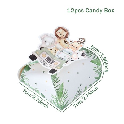 12db Papír Jungle Animals Cukorkadoboz Esküvői Szafari Születésnapi Party Dekoráció Babazuhany díszdoboz csokoládé süti táska