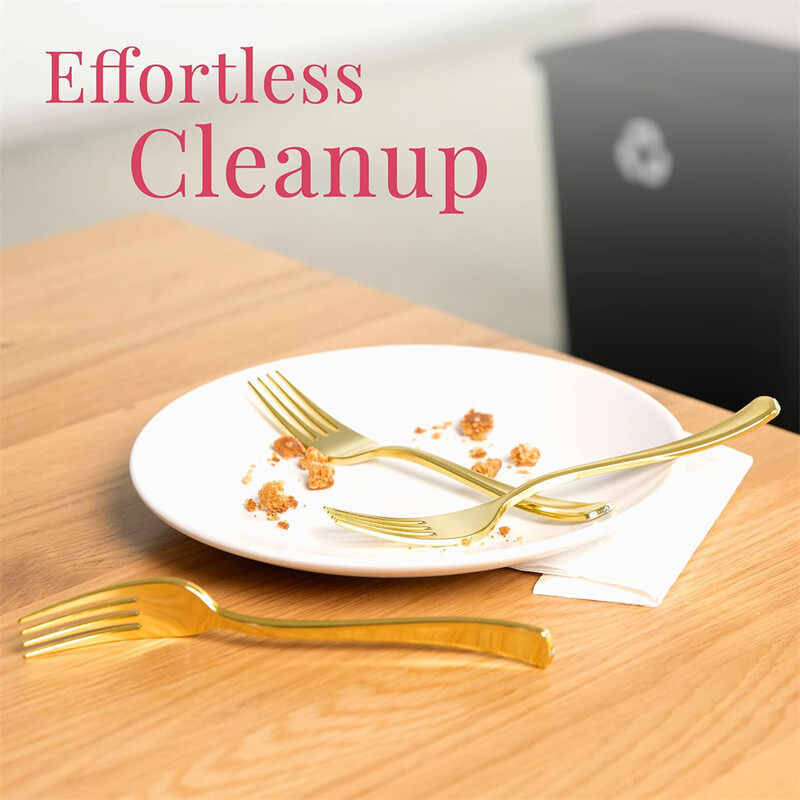 30 bucăți furculițe din plastic auriu - furculițe aurii de 7,4 inci de unică folosință - argintărie din plastic auriu pentru prăjituri de desert - tăiat din plastic rezistent