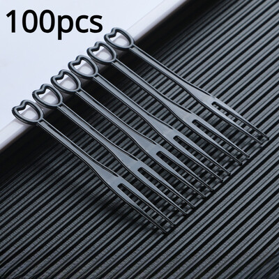 100 buc furculițe elegante de unică folosință în formă de inimă pentru petreceri bețișoare pentru grătar Alegeți frigărui Set de uz casnic alimentar prăjitură cu fructe