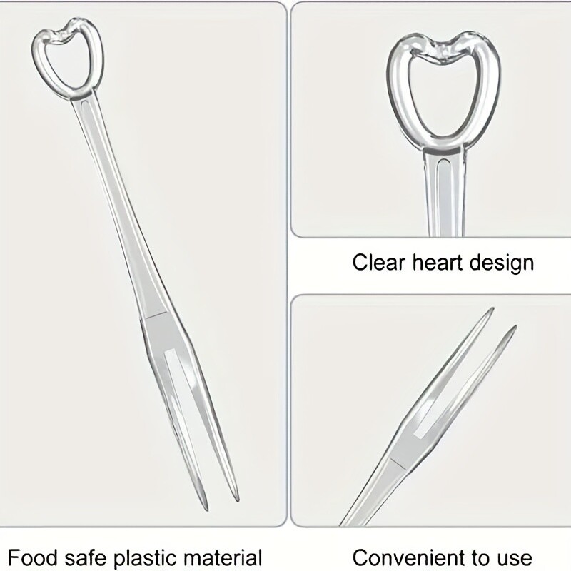 100 buc furculițe elegante de unică folosință în formă de inimă pentru petreceri bețișoare pentru grătar Alegeți frigărui Set de uz casnic alimentar prăjitură cu fructe