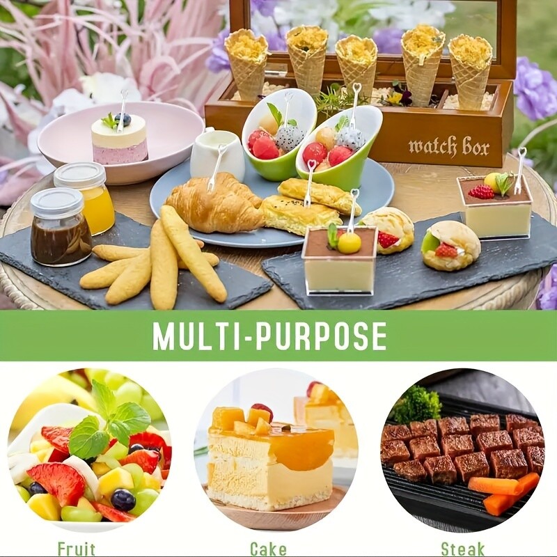 100 buc furculițe elegante de unică folosință în formă de inimă pentru petreceri bețișoare pentru grătar Alegeți frigărui Set de uz casnic alimentar prăjitură cu fructe