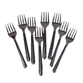 100 buc/lot furculițe negre transparente de unică folosință pentru desert produse de patiserie veselă din plastic cu patru dinți furculiță pentru fructe un pachet cu ridicata