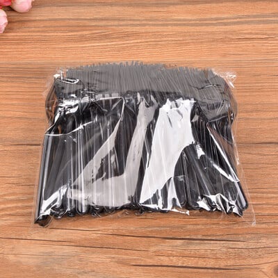 100 buc/lot furculițe negre transparente de unică folosință pentru desert produse de patiserie veselă din plastic cu patru dinți furculiță pentru fructe un pachet cu ridicata