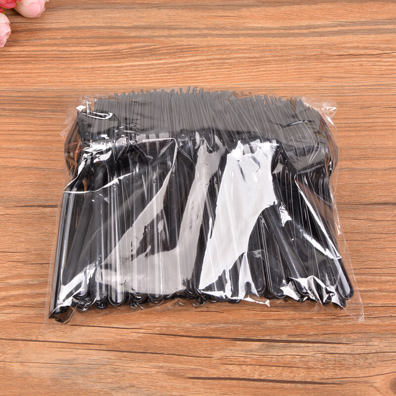 100 buc/lot furculițe negre transparente de unică folosință pentru desert produse de patiserie veselă din plastic cu patru dinți furculiță pentru fructe un pachet cu ridicata