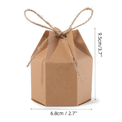 Κουτιά συσκευασίας δώρου 10 τμχ Hexagon Kraft Paper Cookie με σχοινί κάνναβης για διακόσμηση πάρτι γενεθλίων για μωρά