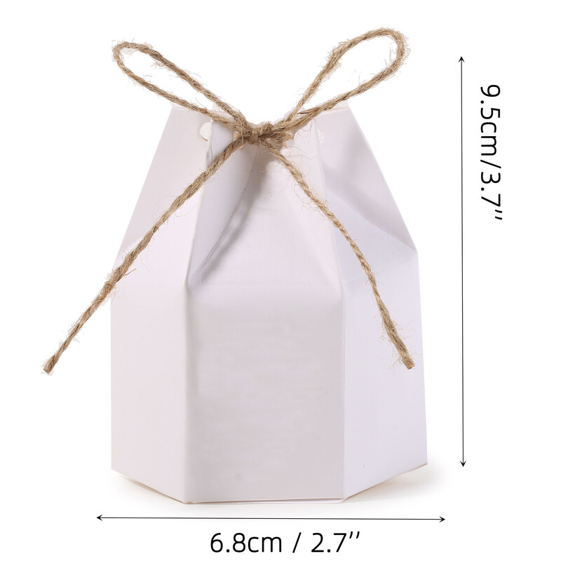 10 buc. Cutii de bomboane pentru prăjituri din hârtie kraft hexagonală cu frânghie de cânepă Cutie de ambalaj cadou pentru ziua de naștere, nuntă, decorarea petrecerii pentru baby shower