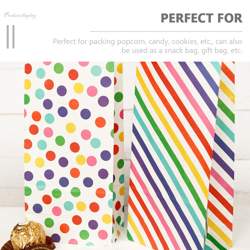 30 de bucăți pungi kraft cu bunătăți pentru copii, pungă de bomboane cu dungi, bomboane, curcubeu, cadou pentru petrecere, bunătate, împachetat pâine, gustare