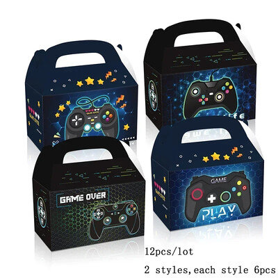 12 db/tétel Lovely Gamepad cukorka doboz Gamepad ajándékdoboz játék Hordozható kekszes doboz gyerekeknek születésnapi parti kellékek