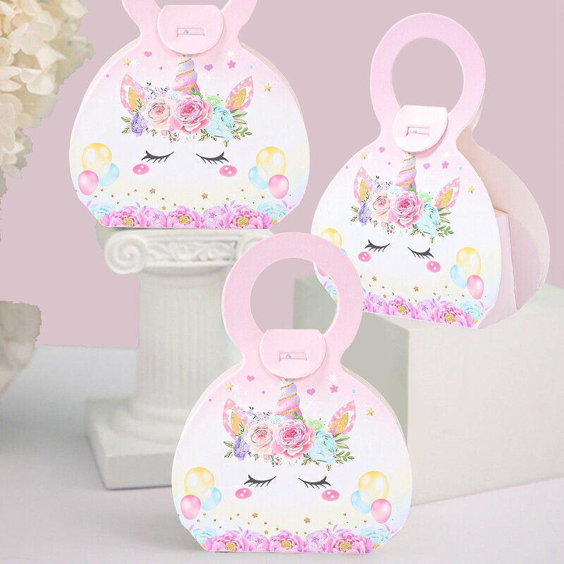Cutie cadou inicorn Cutie cu bomboane Curcubeu Unicorn Favor de petrecere Rechizite pentru petrecere Fete Cutii cadou pentru petrecerea de naștere Decor pentru petrecere pentru baby Shower