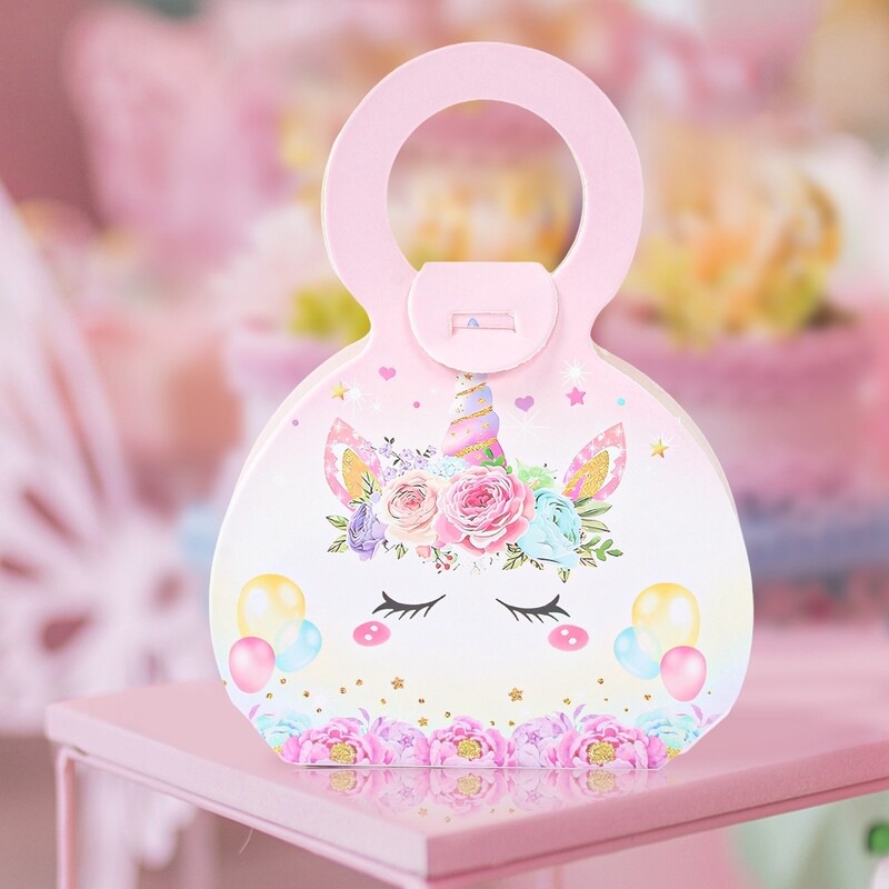 Cutie cadou inicorn Cutie cu bomboane Curcubeu Unicorn Favor de petrecere Rechizite pentru petrecere Fete Cutii cadou pentru petrecerea de naștere Decor pentru petrecere pentru baby Shower