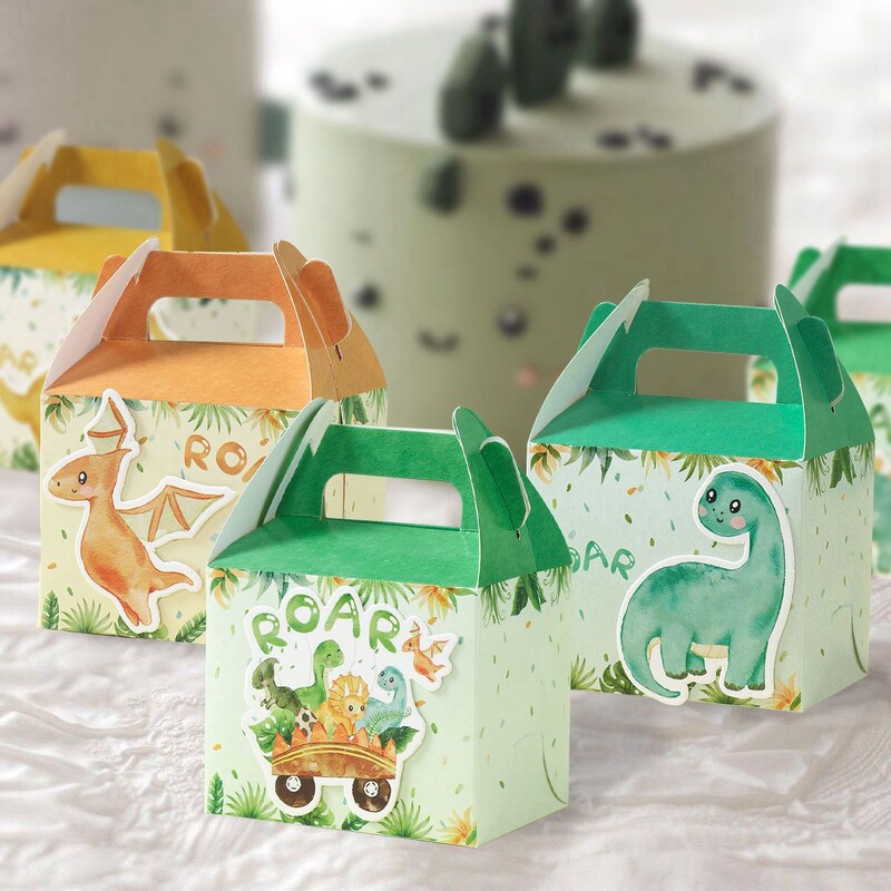 Cutii de bomboane cu animale de dinozaur Decor pentru petrecerea de aniversare a dinozaurului Cutie de ambalare pentru cadouri pentru copii, cutie pentru decorațiuni pentru baby shower, cutie, pungă