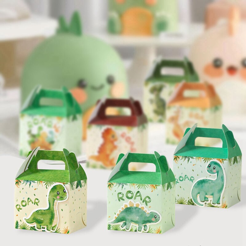 Cutii de bomboane cu animale de dinozaur Decor pentru petrecerea de aniversare a dinozaurului Cutie de ambalare pentru cadouri pentru copii, cutie pentru decorațiuni pentru baby shower, cutie, pungă