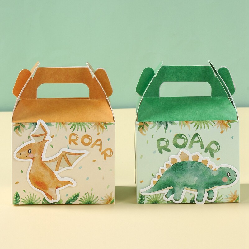 Cutii de bomboane cu animale de dinozaur Decor pentru petrecerea de aniversare a dinozaurului Cutie de ambalare pentru cadouri pentru copii, cutie pentru decorațiuni pentru baby shower, cutie, pungă