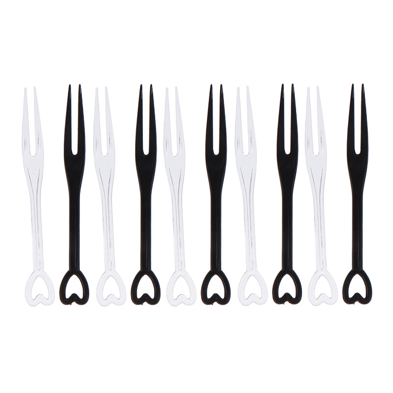 100 vnt Mini vaisių šakutė Vienkartinės plastikinės šakutės vakarėliams BBQ lazdelės.