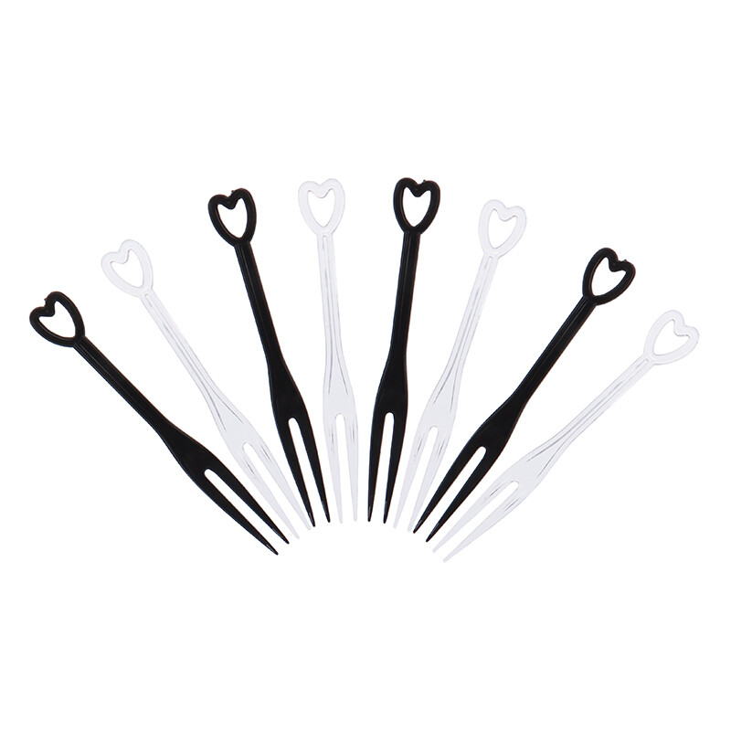 100 vnt Mini vaisių šakutė Vienkartinės plastikinės šakutės vakarėliams BBQ lazdelės.