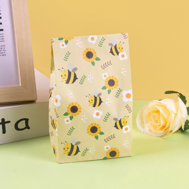 10/20 bucăți drăguț albinele cu model floarea-soarelui saci de hârtie cadou pentru petrecere de aniversare sac de ambalare cadou pentru petrecere de vară sac cu bomboane cadou pentru copii