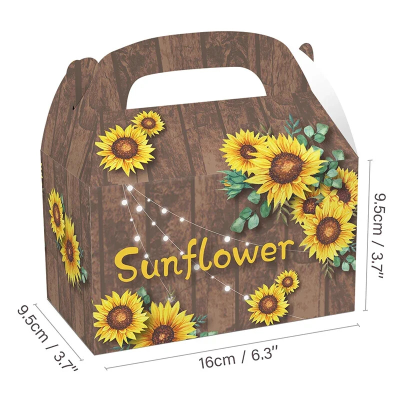 12 bucăți/lot Cutie minunată de bomboane de floarea-soarelui Cutie cadou de floarea-soarelui Cutie portabilă de biscuiți pentru ziua de naștere a floarea-soarelui Rechizite pentru petreceri Cutie de dragoste fermă