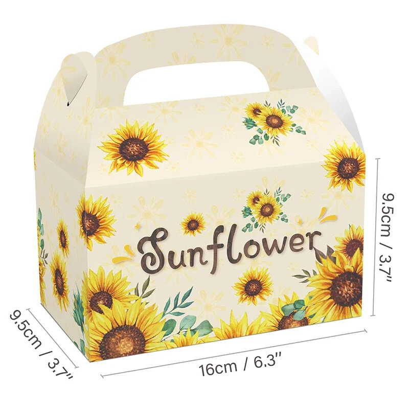 12 bucăți/lot Cutie minunată de bomboane de floarea-soarelui Cutie cadou de floarea-soarelui Cutie portabilă de biscuiți pentru ziua de naștere a floarea-soarelui Rechizite pentru petreceri Cutie de dragoste fermă
