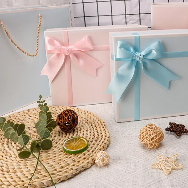 Roz Albastru cu Bowknot Cutie cadou goală Zi de naștere Valentine Anul Nou Cutie cadou de Crăciun Rechizite pentru petreceri festive