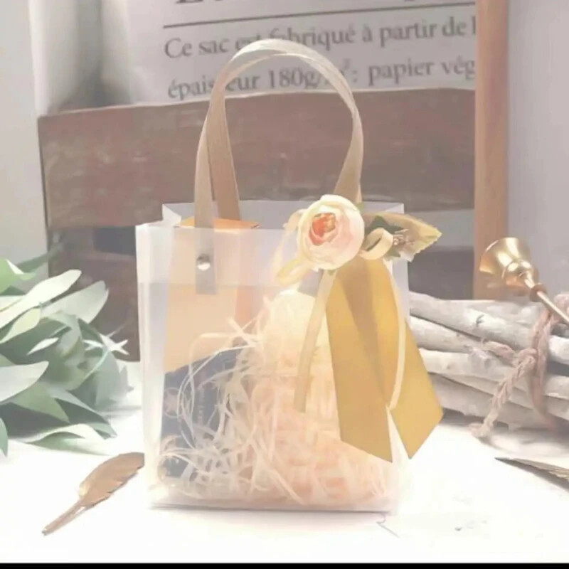 5 bucăți geantă de tote din PVC translucid Pachet cadou de Crăciun Domnișoară de onoare Suvenir de nuntă Favoruri de petrecere cu flori Geantă cadou Ambalaj cutie cadou