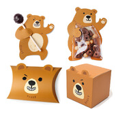 1σετ Cartoon Bear Candy Bags Χαριτωμένα κουτιά μπισκότων καφέ αρκούδας για παιδικά στολίδια πάρτι γενεθλίων DIY Crafts Προμήθειες συσκευασίας