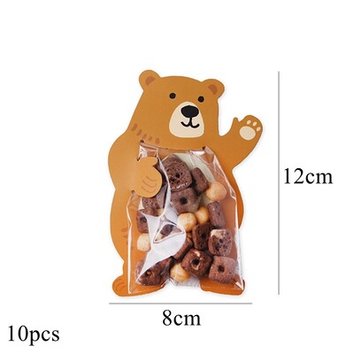 1σετ Cartoon Bear Candy Bags Χαριτωμένα κουτιά μπισκότων καφέ αρκούδας για παιδικά στολίδια πάρτι γενεθλίων DIY Crafts Προμήθειες συσκευασίας